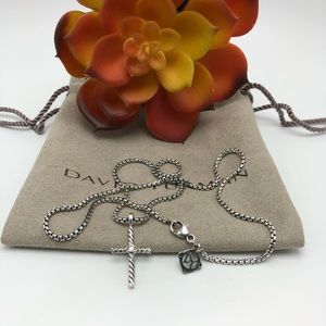 David Yurman Classic Cross Necklace With D…